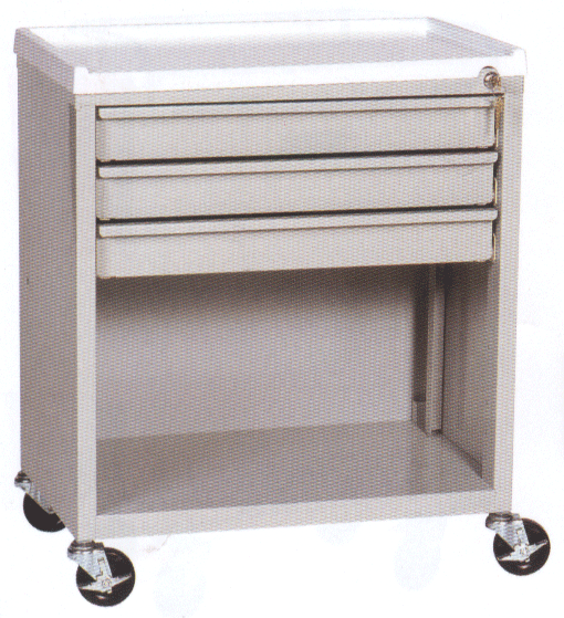 Three Drawer Economy Treatment Cart with bottom compartment
