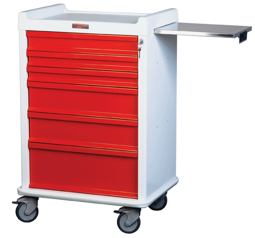 Six Drawer MR Safe Anesthesia Cart, Standard Package