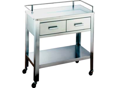 Stainless Steel Utility Table With Doors and Rails